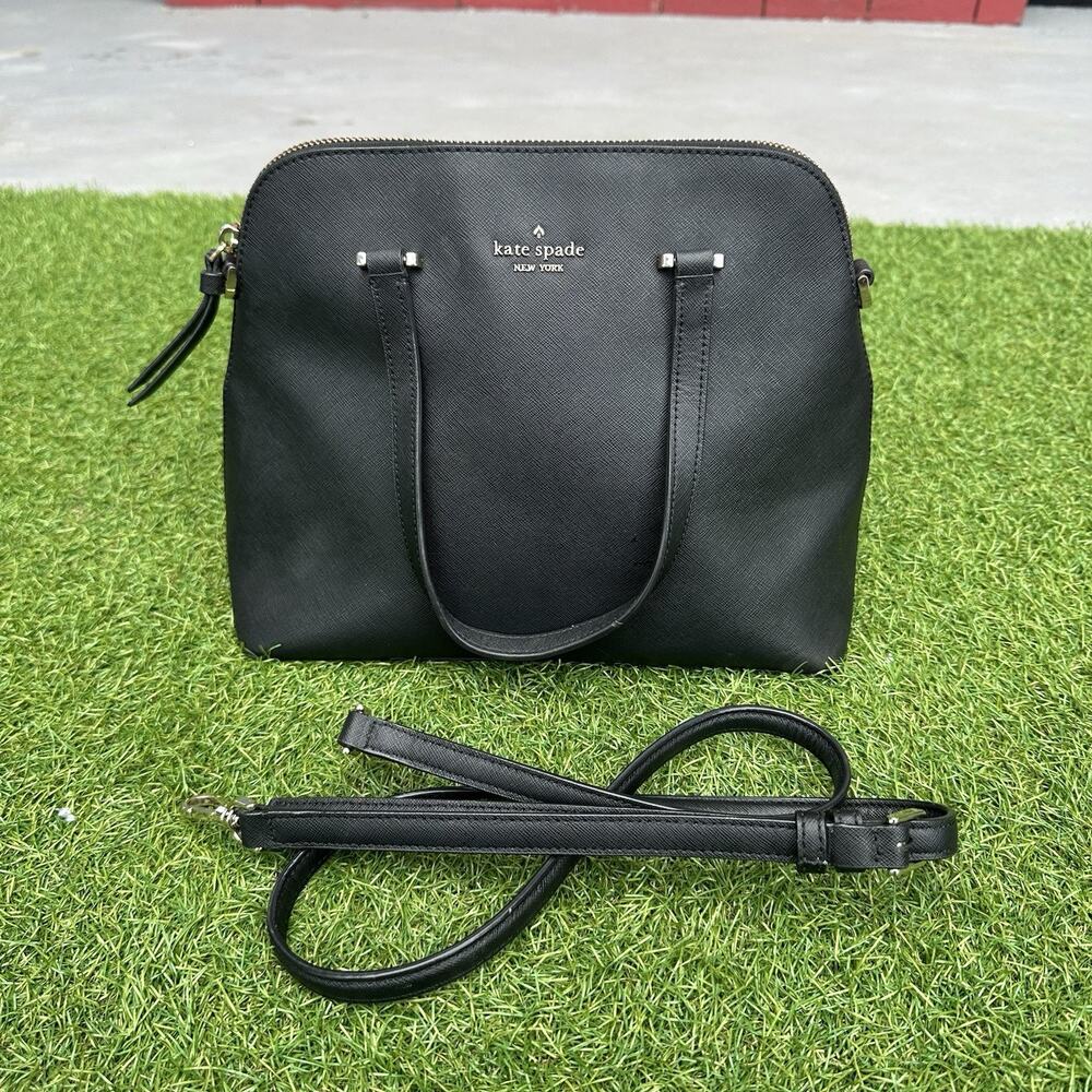 Kate Spade New York Purse Patterson Drive Leather Tote Satchel Black With Strap